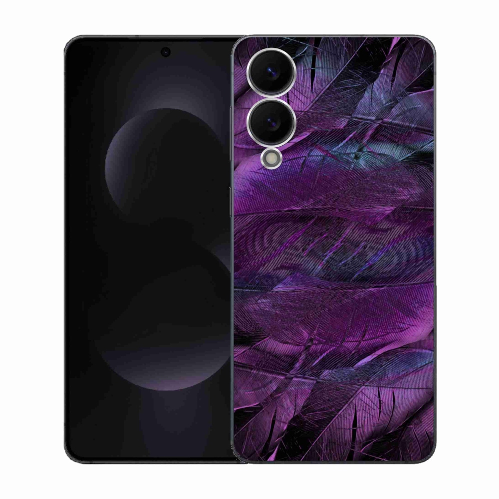 Gelový kryt mmCase na Samsung Galaxy S25 Edge - fialová pírka