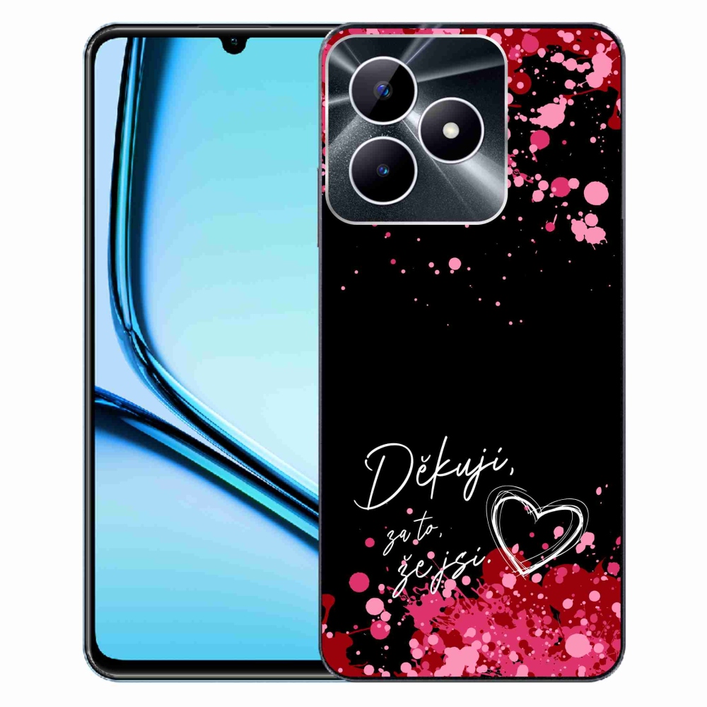 Gelový kryt mmCase na Realme Note 50 - zamilovaný text 2 černé pozadí