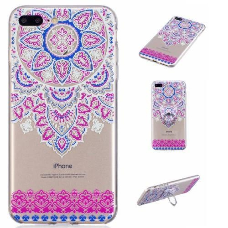 Trans průhledný gelový obal s motivem na iPhone 7 Plus a 8 Plus - pastelová mandala - průhledný