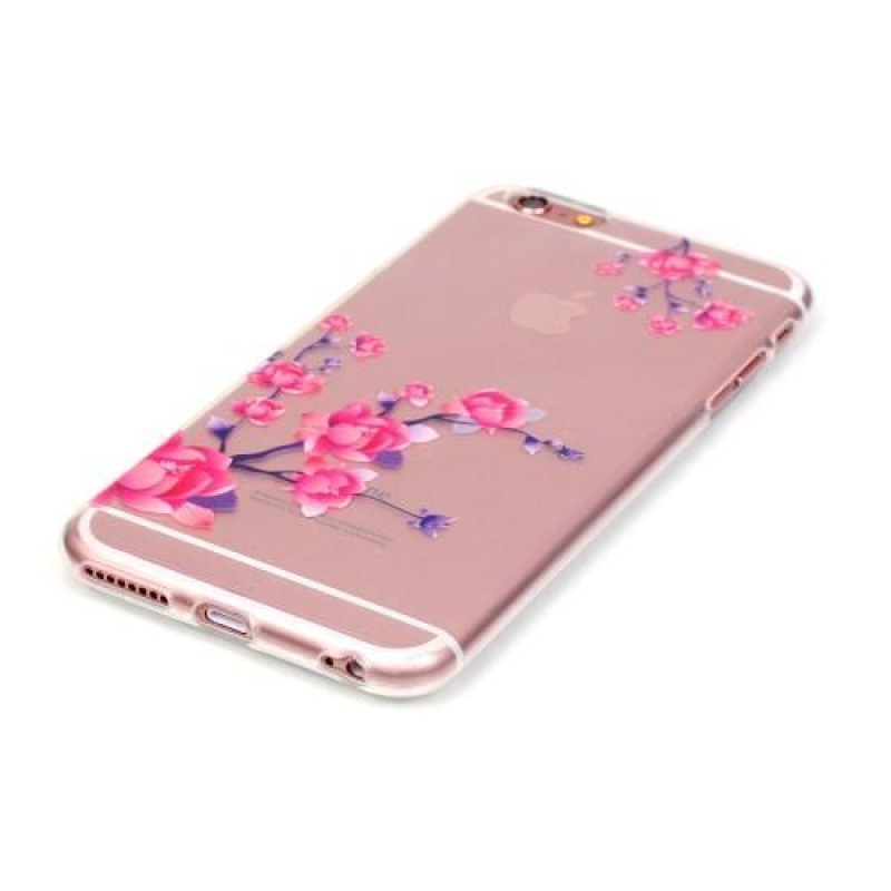 Transparentní slim gelový obal na iPhone 6 a iPhone 6s - kvetoucí větvička