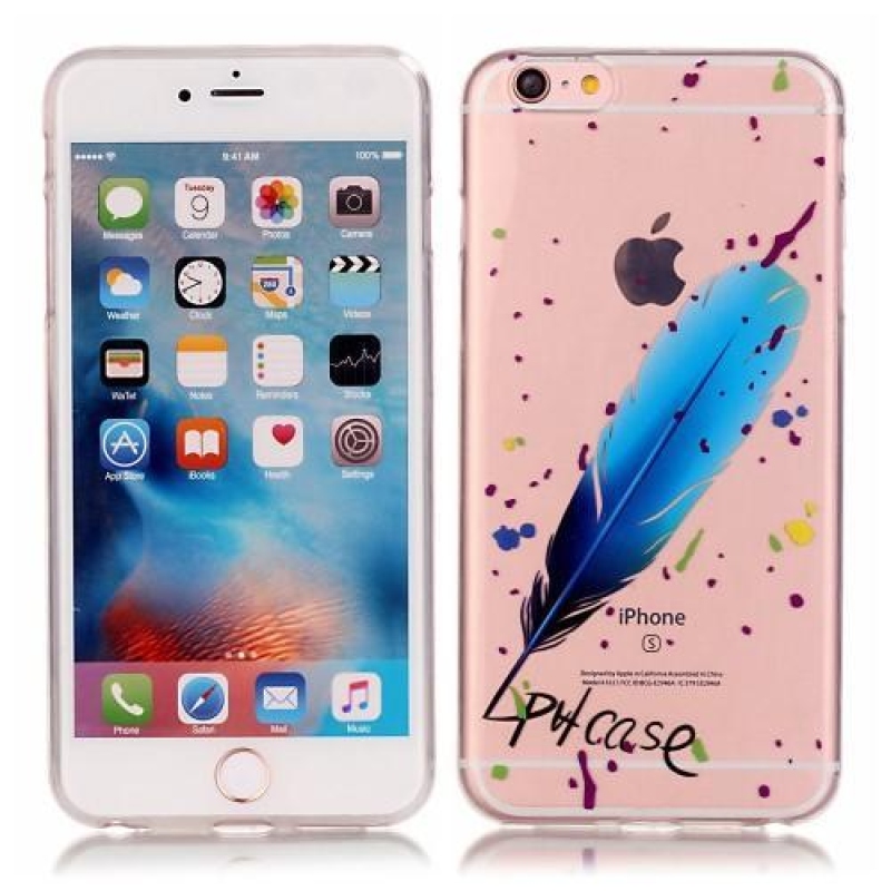 Transparentní slim gelový obal na iPhone 6 a iPhone 6s - peříčko