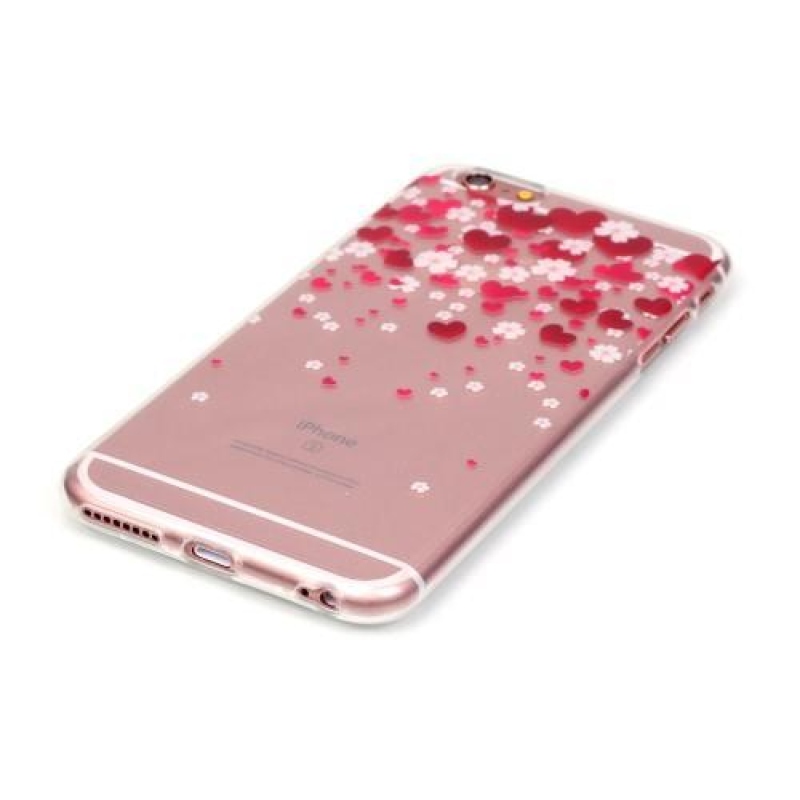 Transparentní slim gelový obal na iPhone 6 a iPhone 6s - srdíčka