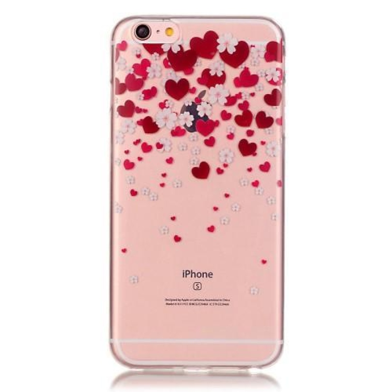 Transparentní slim gelový obal na iPhone 6 a iPhone 6s - srdíčka