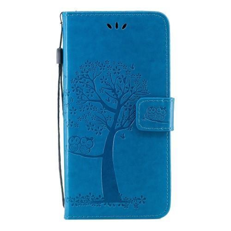 Tree PU kožené peněženkové pouzdro na mobil Honor 20 Lite/Honor 20e - modré