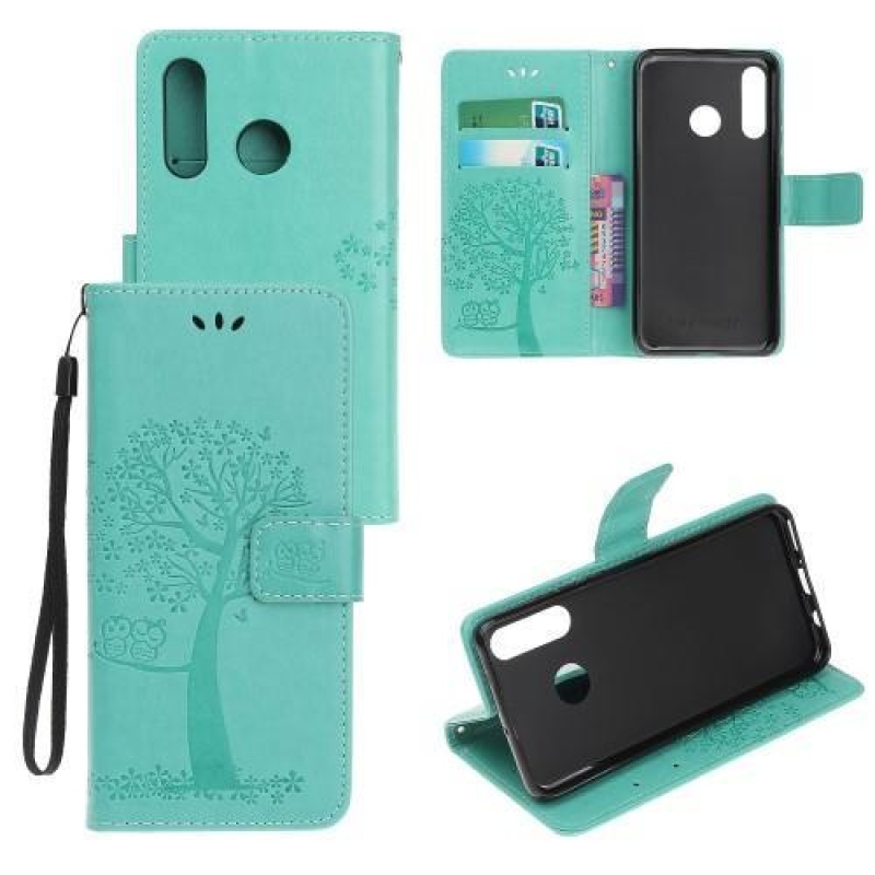 Tree PU kožené peněženkové pouzdro na mobil Honor 20 Lite/Honor 20e - zelené