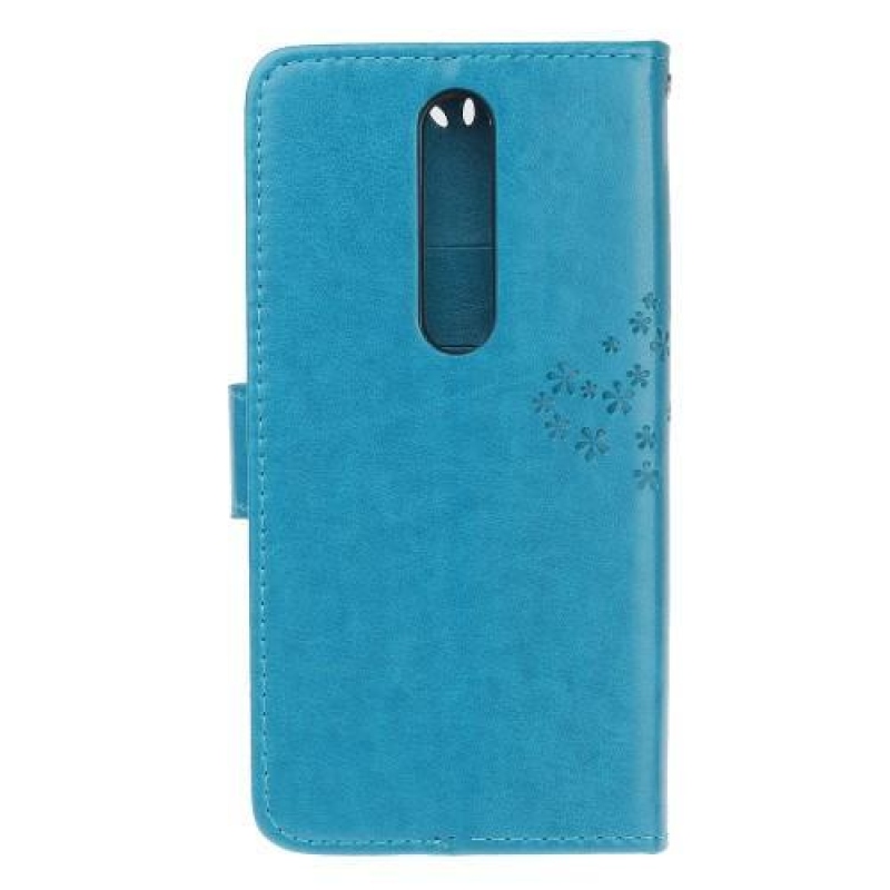 Tree PU kožené peněženkové pouzdro na mobil Nokia 4.2 - modré