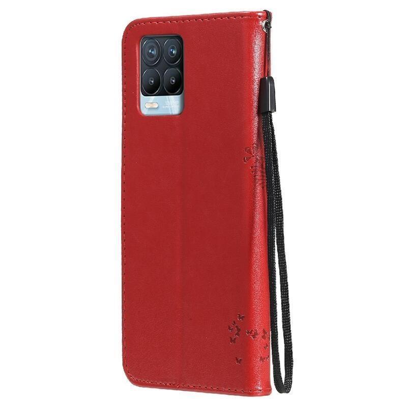 Tree PU kožené peněženkové pouzdro na mobil Realme 8 4G/8 Pro - červené