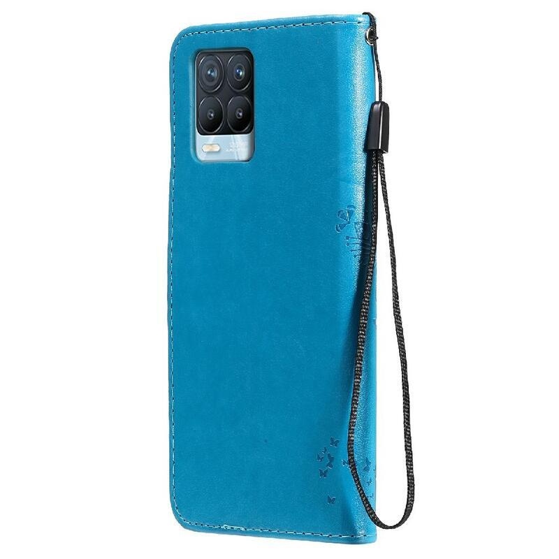 Tree PU kožené peněženkové pouzdro na mobil Realme 8 4G/8 Pro - modré