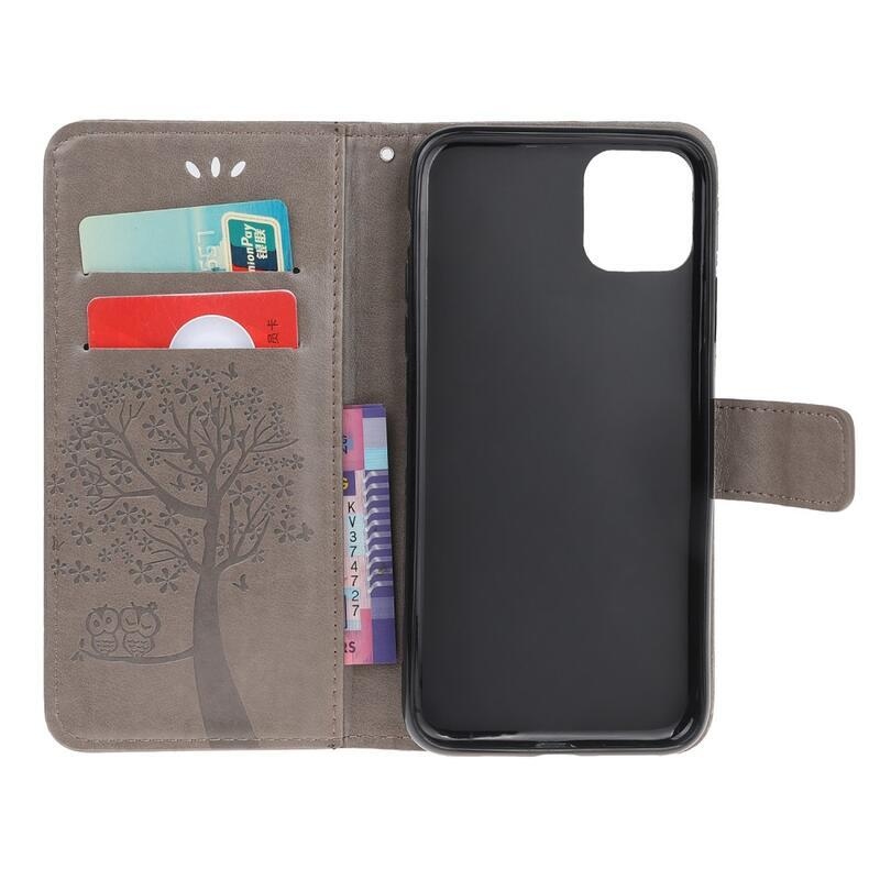 Tree PU kožené peněženkové pouzdro na mobil Samsung Galaxy A22 5G - šedé