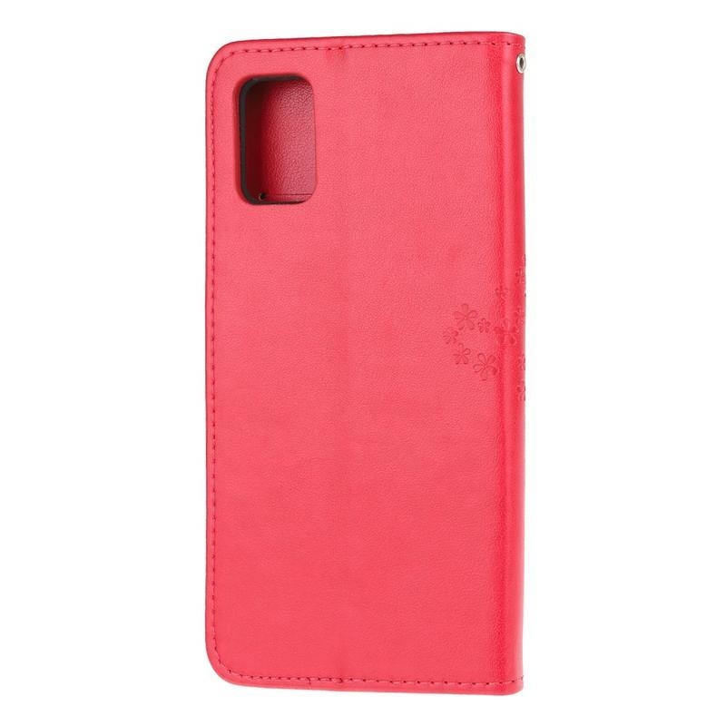 Tree PU kožené peněženkové pouzdro na mobil Samsung Galaxy A31 - červené