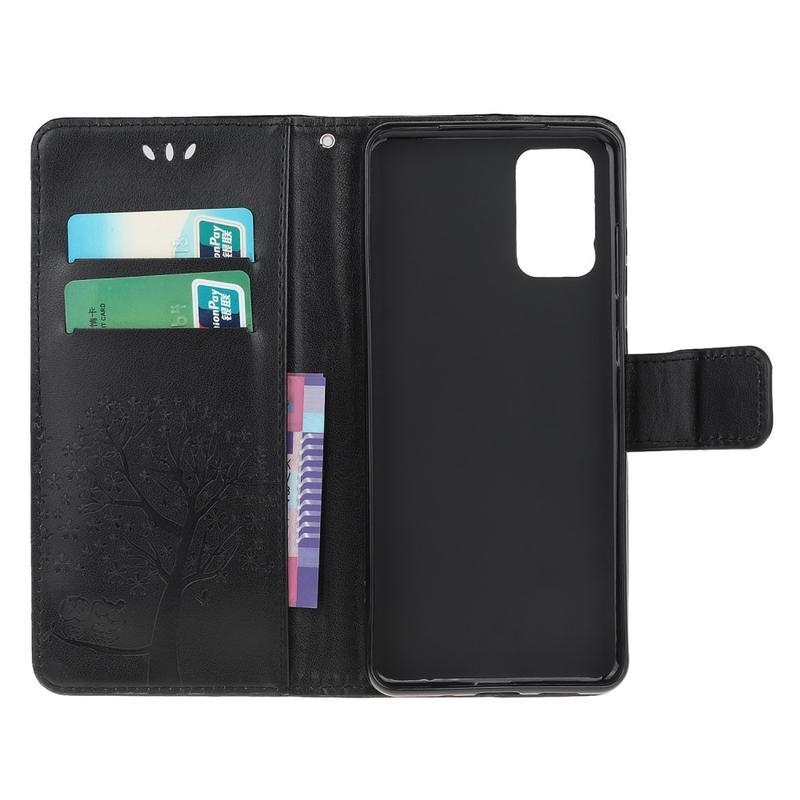 Tree PU kožené peněženkové pouzdro na mobil Samsung Galaxy Note 20/Note 20 5G - černé