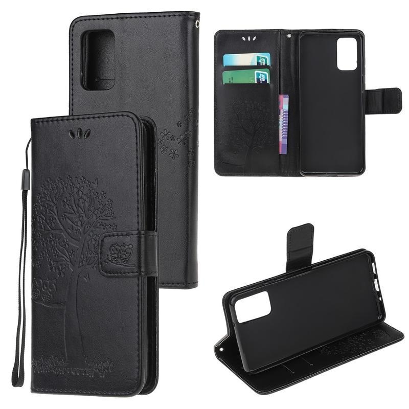 Tree PU kožené peněženkové pouzdro na mobil Samsung Galaxy Note 20/Note 20 5G - černé