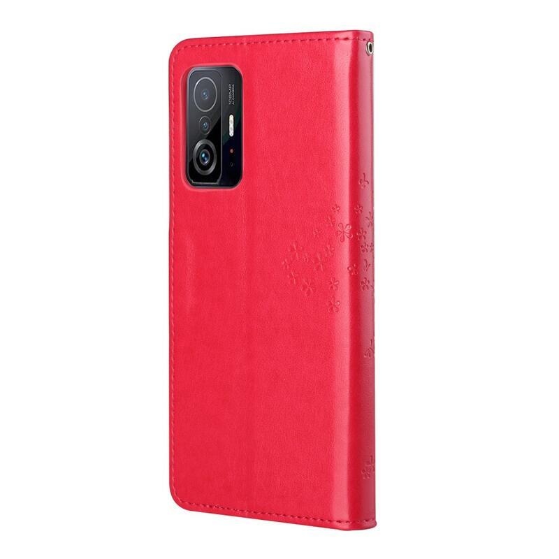 Tree PU kožené peněženkové pouzdro na mobil Xiaomi 11T/11T Pro - červené