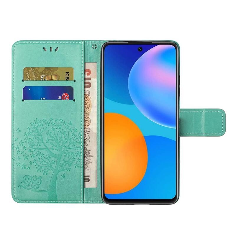 Tree PU kožené peněženkové pouzdro na mobil Xiaomi 11T/11T Pro - cyan
