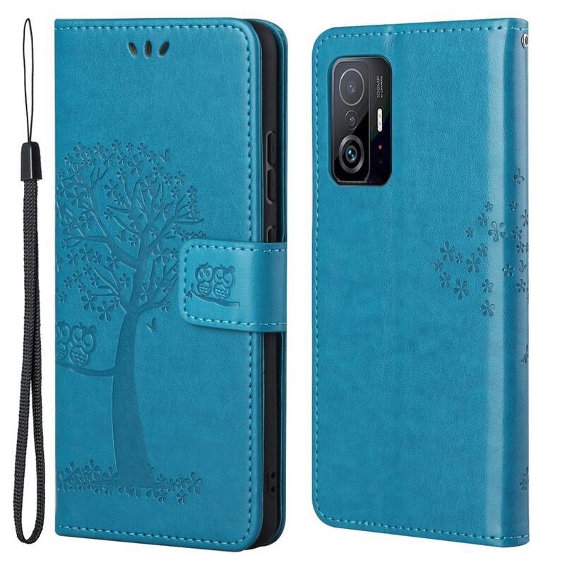 Tree PU kožené peněženkové pouzdro na mobil Xiaomi 11T/11T Pro - modré