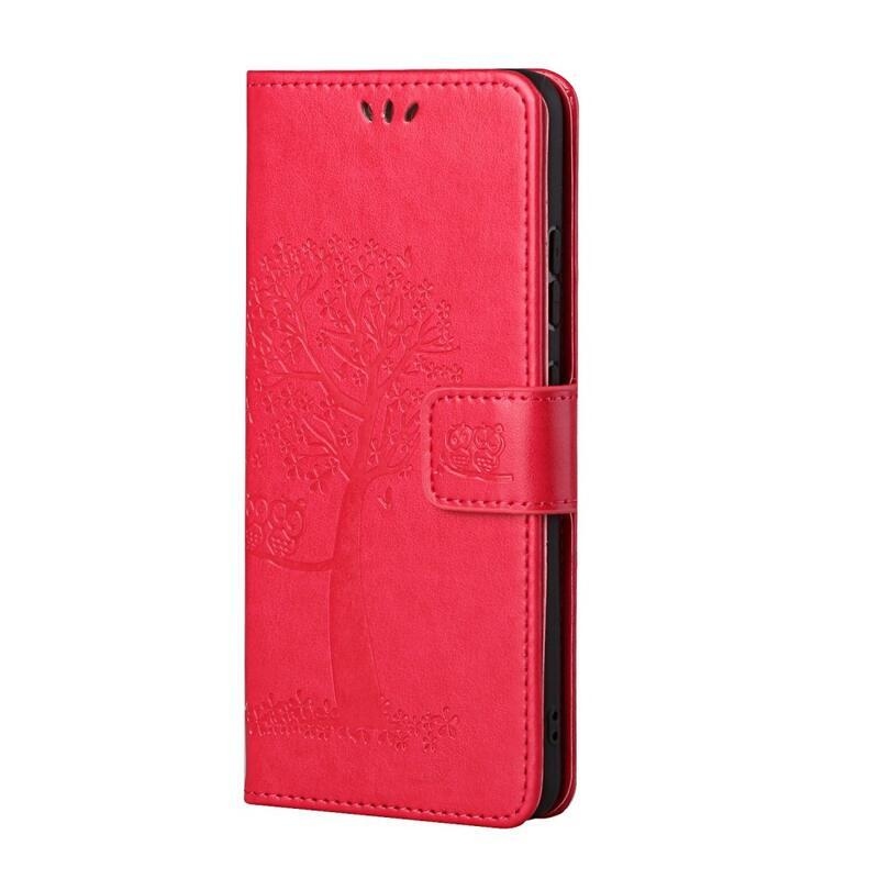 Tree PU kožené peněženkové pouzdro na mobil Xiaomi Redmi 10/Redmi 10 (2022) - červené