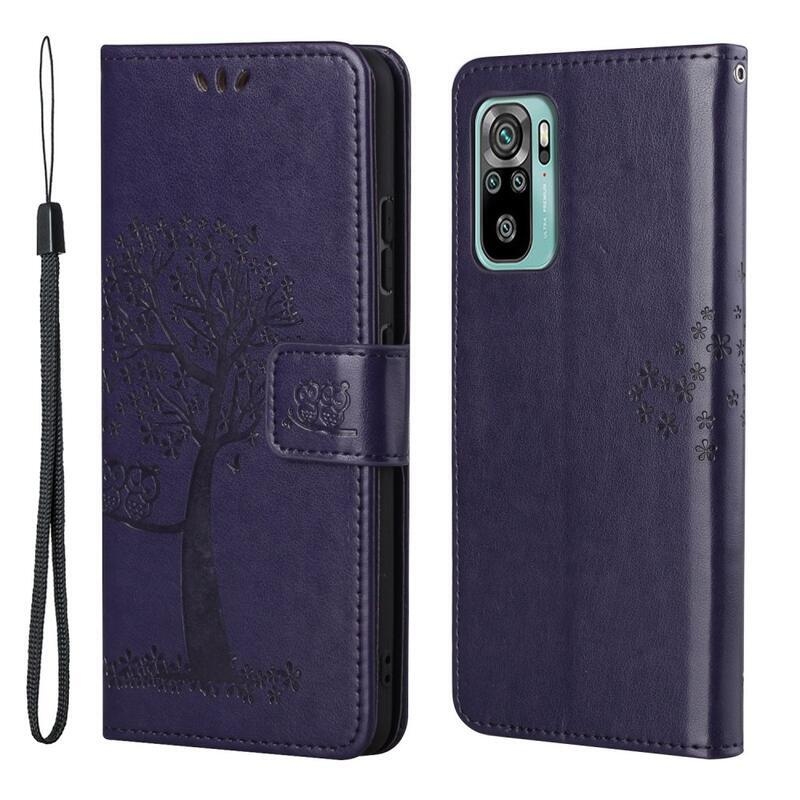 Tree PU kožené peněženkové pouzdro na mobil Xiaomi Redmi 10/Redmi 10 (2022) - fialové