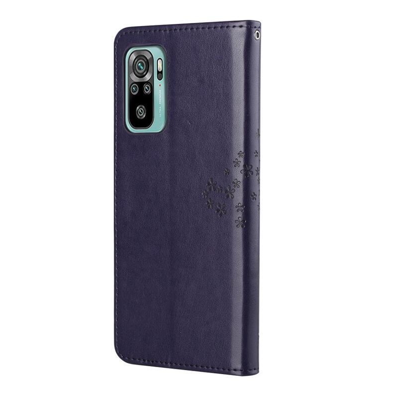 Tree PU kožené peněženkové pouzdro na mobil Xiaomi Redmi 10/Redmi 10 (2022) - fialové