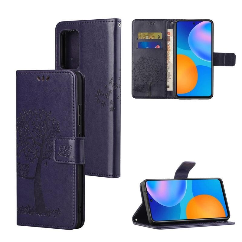Tree PU kožené peněženkové pouzdro na mobil Xiaomi Redmi 10/Redmi 10 (2022) - fialové