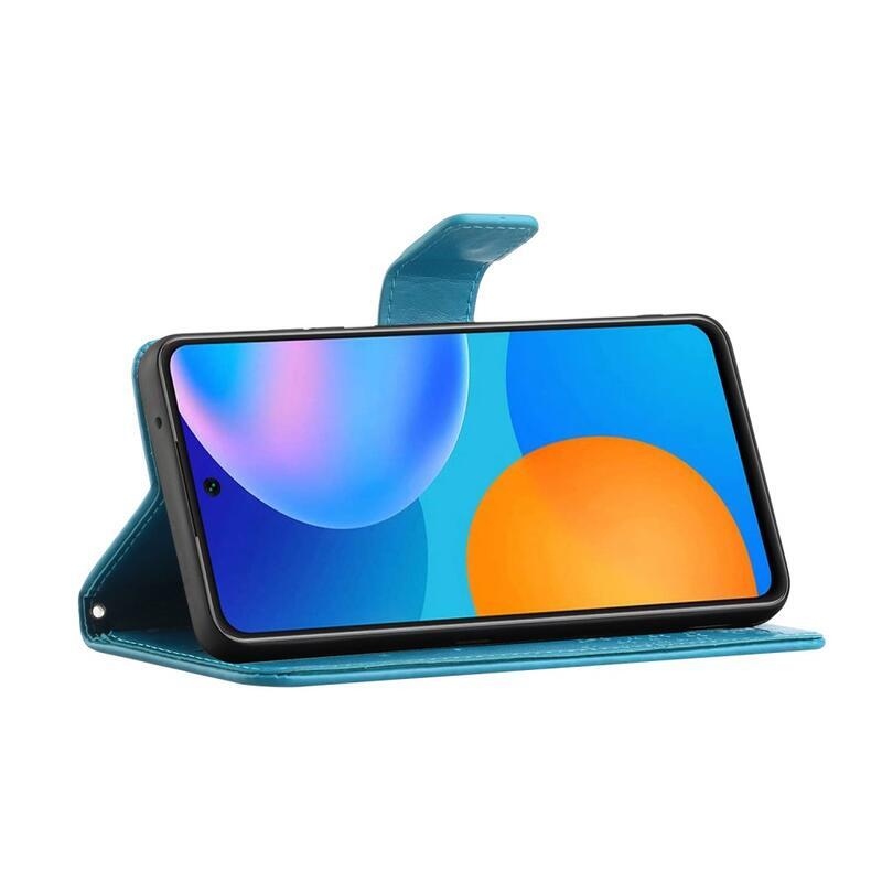 Tree PU kožené peněženkové pouzdro na mobil Xiaomi Redmi 10/Redmi 10 (2022) - modré