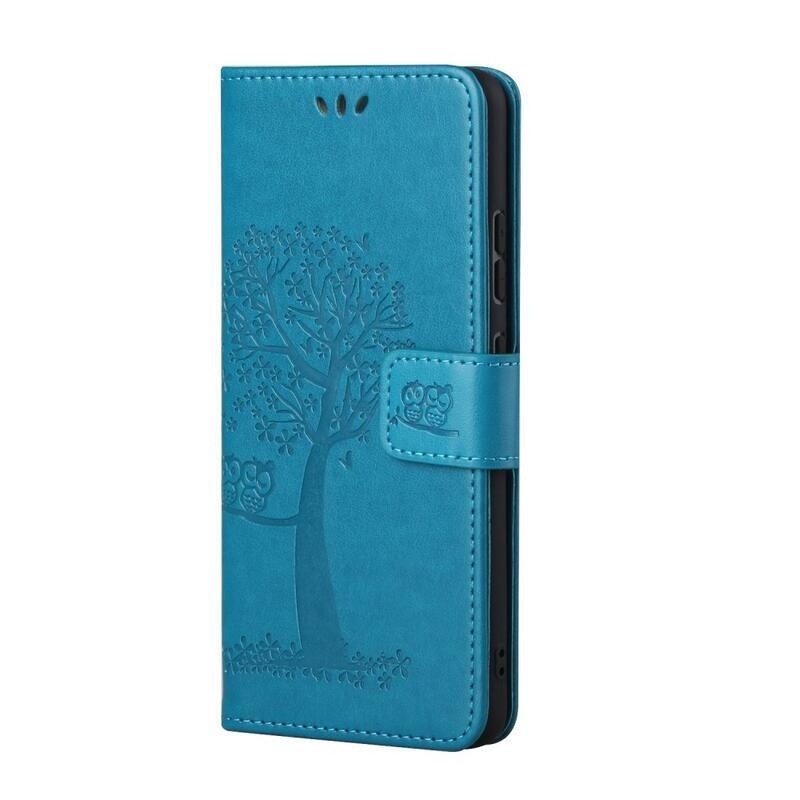 Tree PU kožené peněženkové pouzdro na mobil Xiaomi Redmi 10/Redmi 10 (2022) - modré