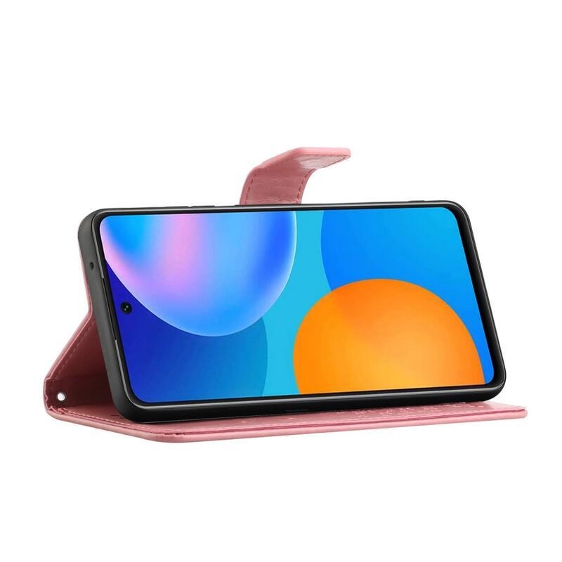 Tree PU kožené peněženkové pouzdro na mobil Xiaomi Redmi 10/Redmi 10 (2022) - růžové