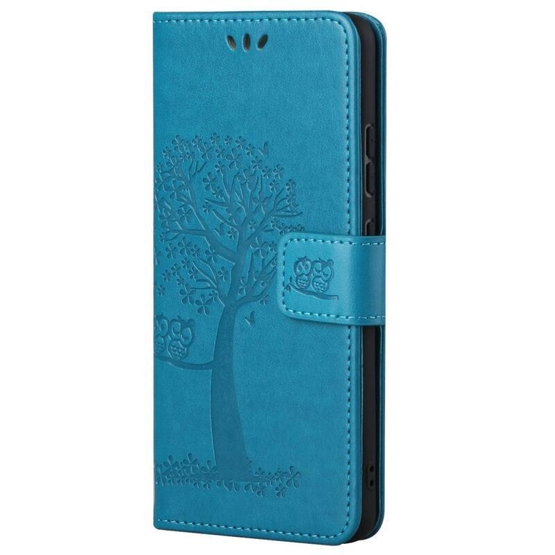 Tree PU kožené peněženkové pouzdro na mobil Xiaomi Redmi 10C - modré