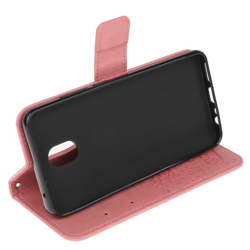 Tree PU kožené peněženkové pouzdro na mobil Xiaomi Redmi 8A - růžový