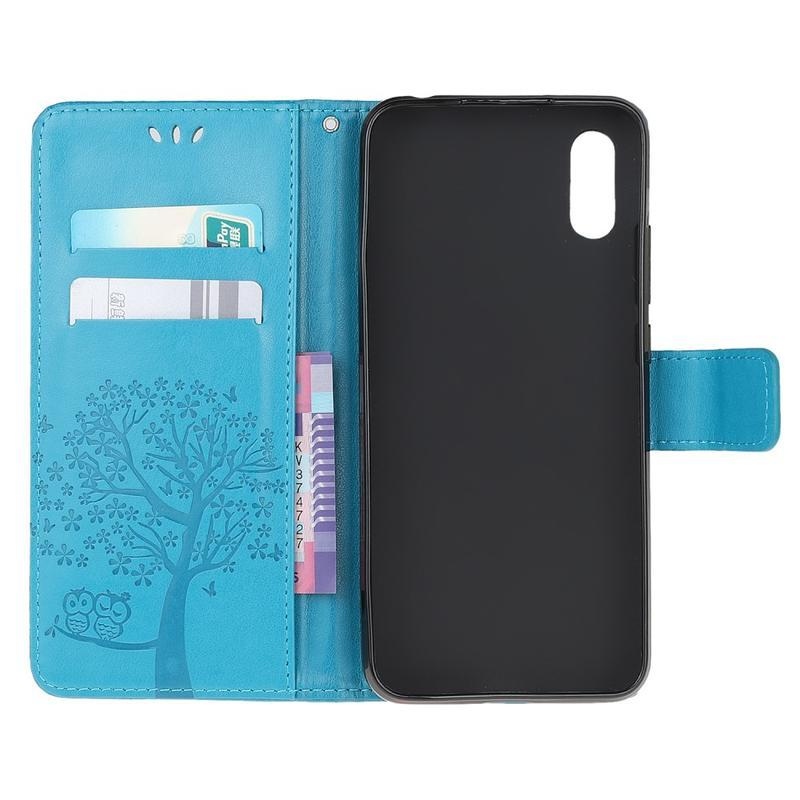 Tree PU kožené peněženkové pouzdro na mobil Xiaomi Redmi 9A/9AT - modré