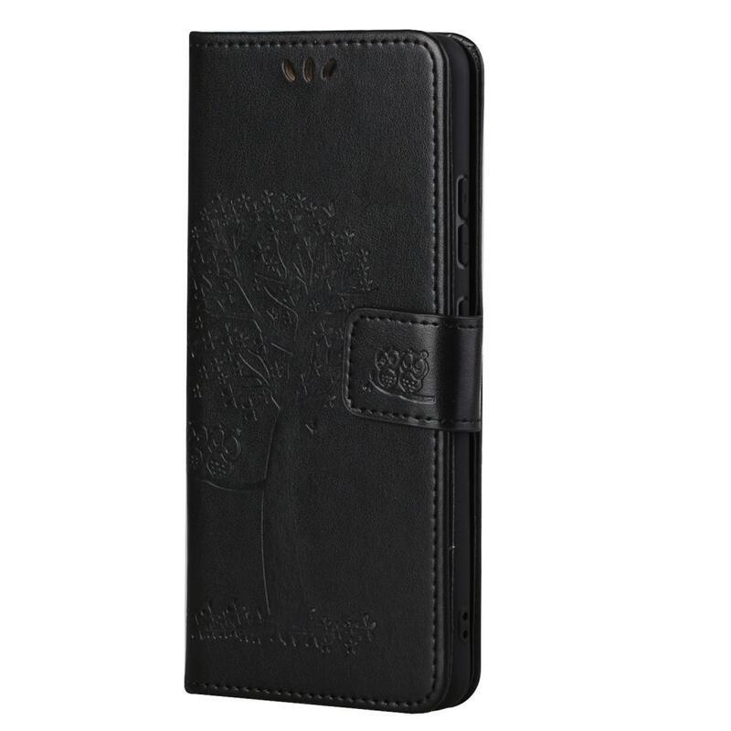 Tree PU kožené peněženkové pouzdro na mobil Xiaomi Redmi Note 11 Pro 4G - černé