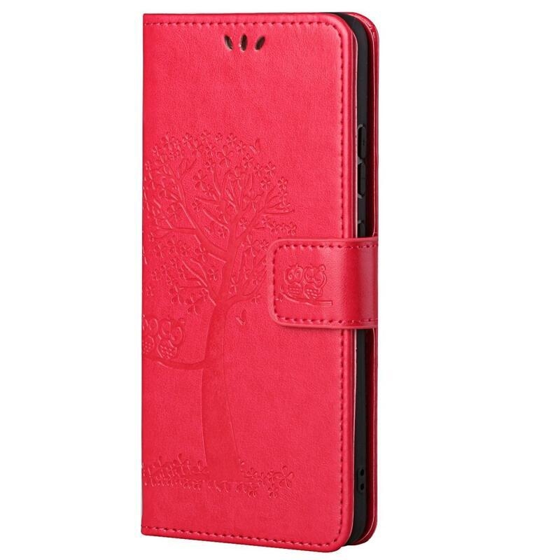 Tree PU kožené peněženkové pouzdro na mobil Xiaomi Redmi Note 11 Pro 4G - červené