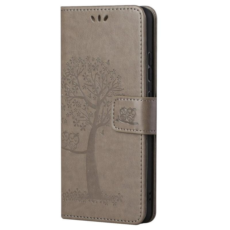 Tree PU kožené peněženkové pouzdro na mobil Xiaomi Redmi Note 11 Pro 4G - šedé