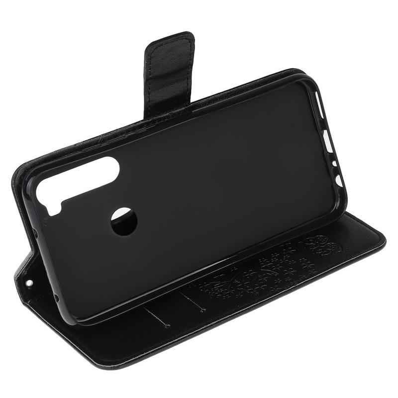 Tree PU kožené peněženkové pouzdro na mobil Xiaomi Redmi Note 8T - černé