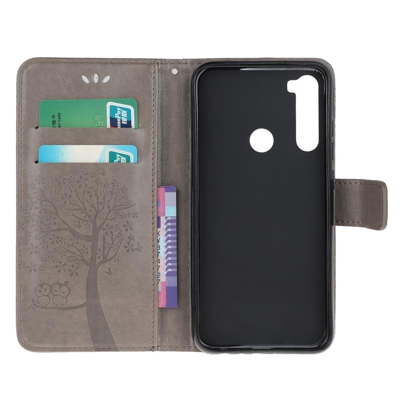 Tree PU kožené peněženkové pouzdro na mobil Xiaomi Redmi Note 8T - šedé