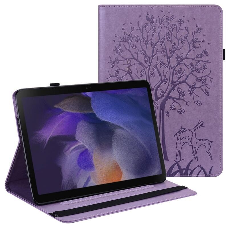 Tree PU kožené peněženkové pouzdro na tablet Samsung Galaxy Tab A8 10.5 (2021) - fialové