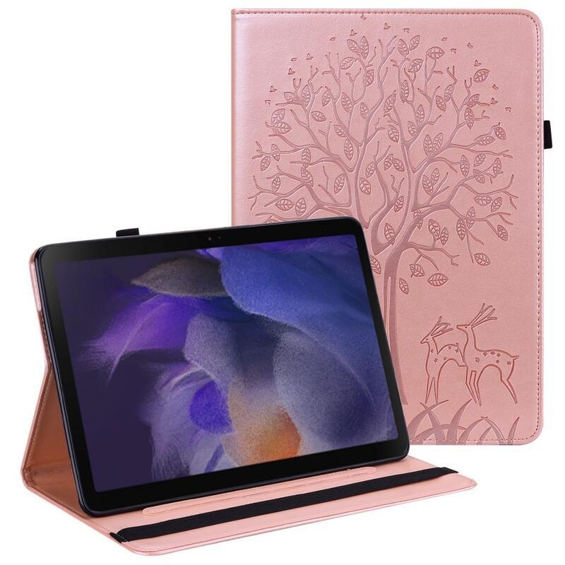 Tree PU kožené peněženkové pouzdro na tablet Samsung Galaxy Tab A8 10.5 (2021) - růžovozlaté