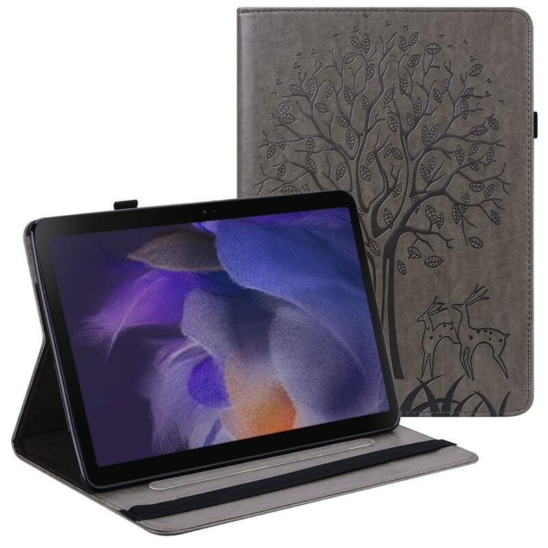 Tree PU kožené peněženkové pouzdro na tablet Samsung Galaxy Tab A8 10.5 (2021) - šedé