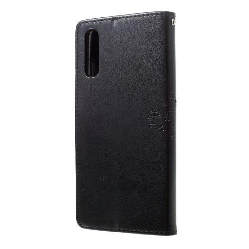 Tree PU kožené peněženkové pouzdro pro Samsung Galaxy A70 - černé