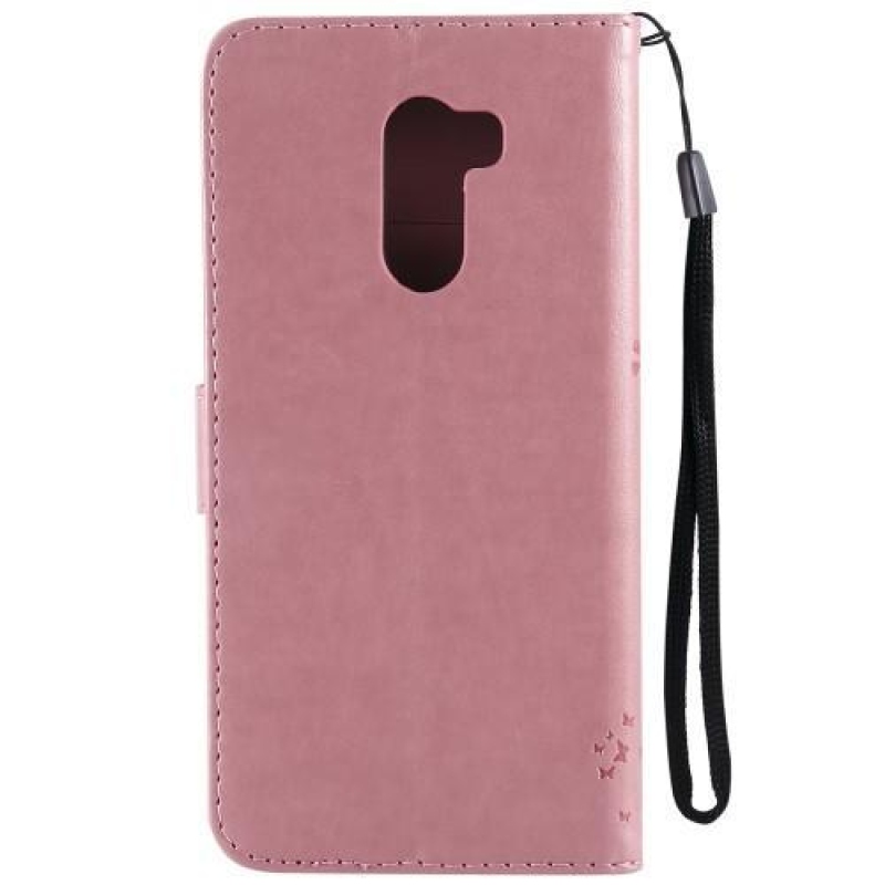 Tree PU kožené peněženkové pouzdro pro Xiaomi Pocophone F1 - růžové