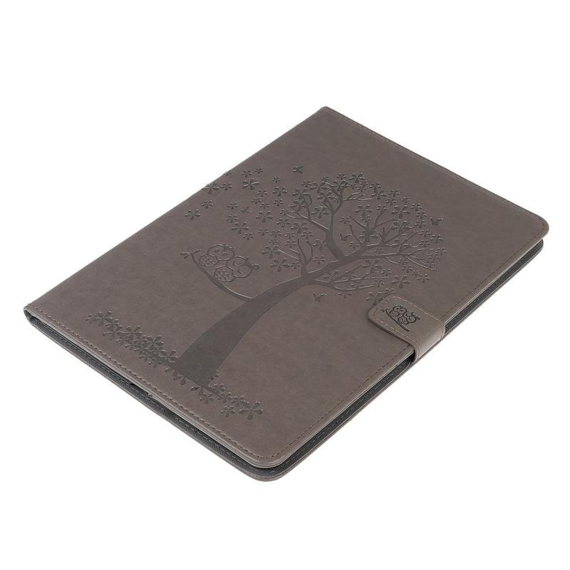 Tree PU kožené pouzdro pro tablet Samsung Galaxy Tab S6 Lite - šedé