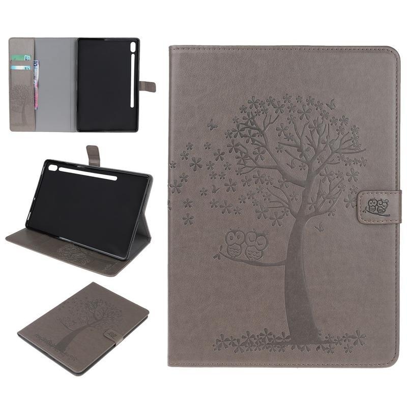 Tree PU kožené pouzdro pro tablet Samsung Galaxy Tab S6 T860/T865 - šedé