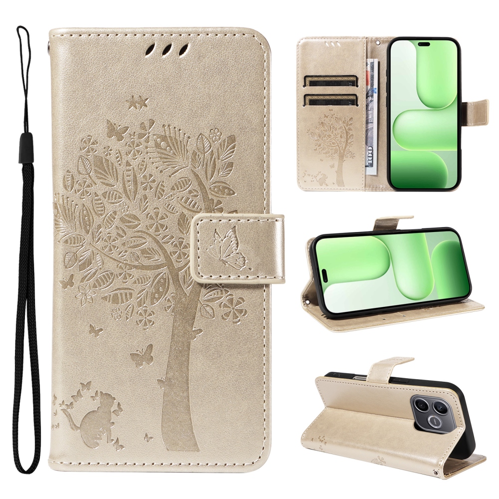Trees knížkové pouzdro na Honor 600 Lite 5G - zlaté