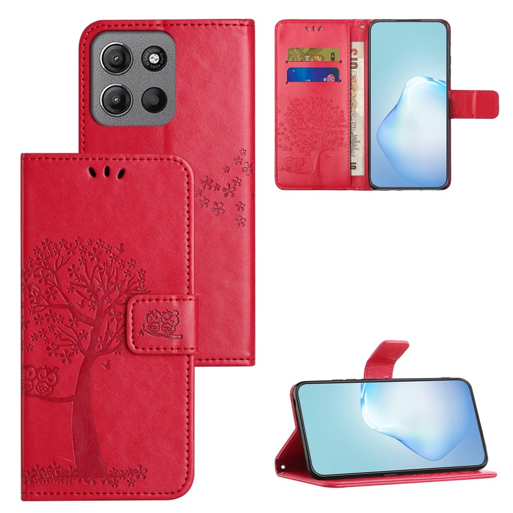 Trees knížkové pouzdro na Motorola Moto G57 Power 5G - červené