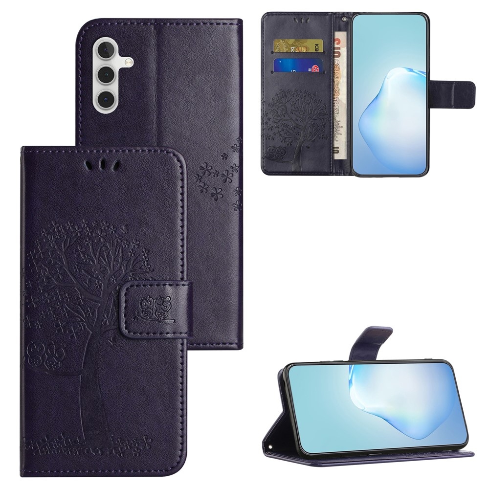 Trees knížkové pouzdro na Samsung Galaxy A37 5G - tmavěfialové