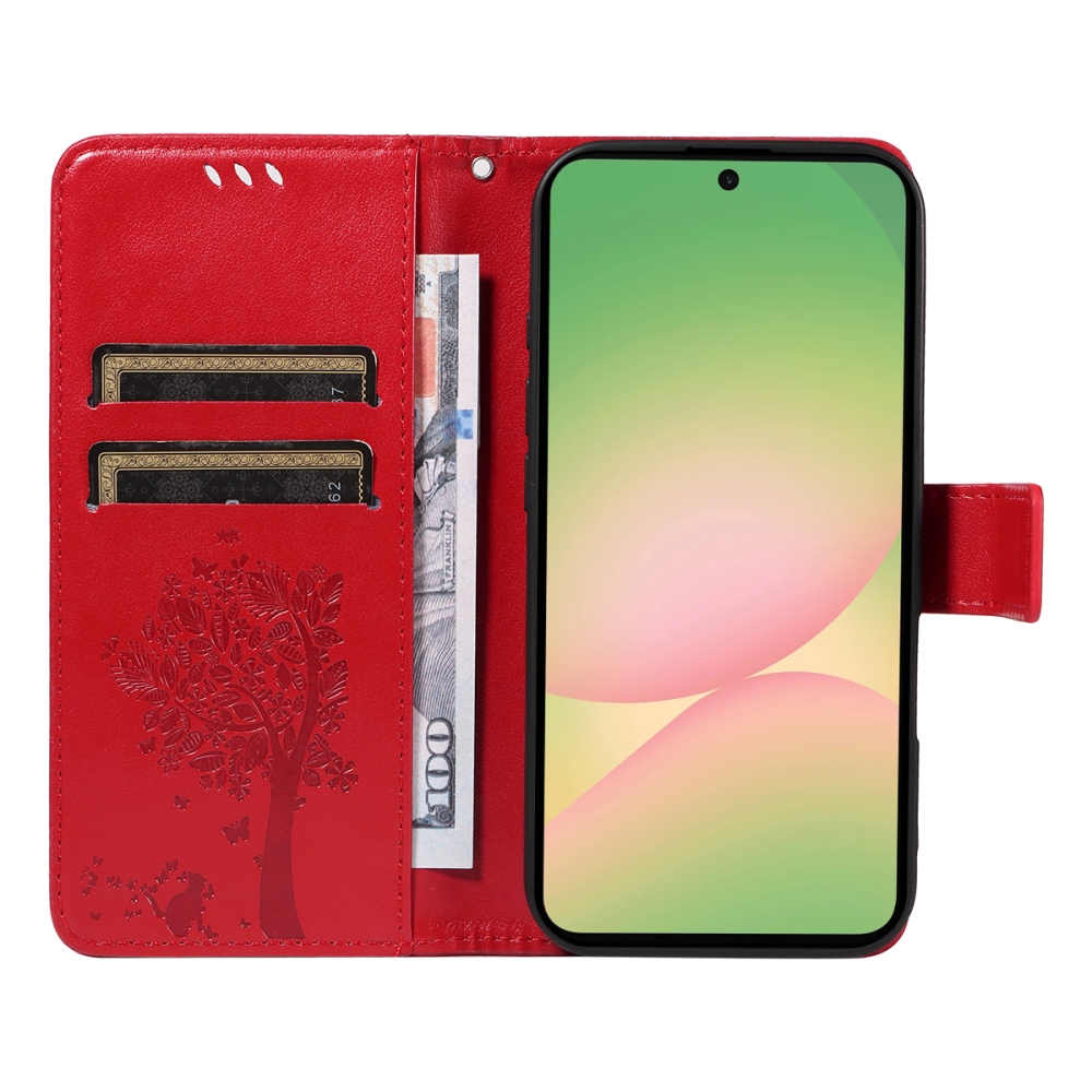 Trees knížkové pouzdro na Samsung Galaxy A57 5G - červené