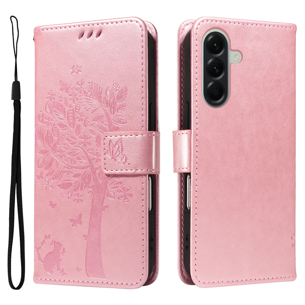 Trees knížkové pouzdro na Samsung Galaxy A57 5G - růžovozlaté