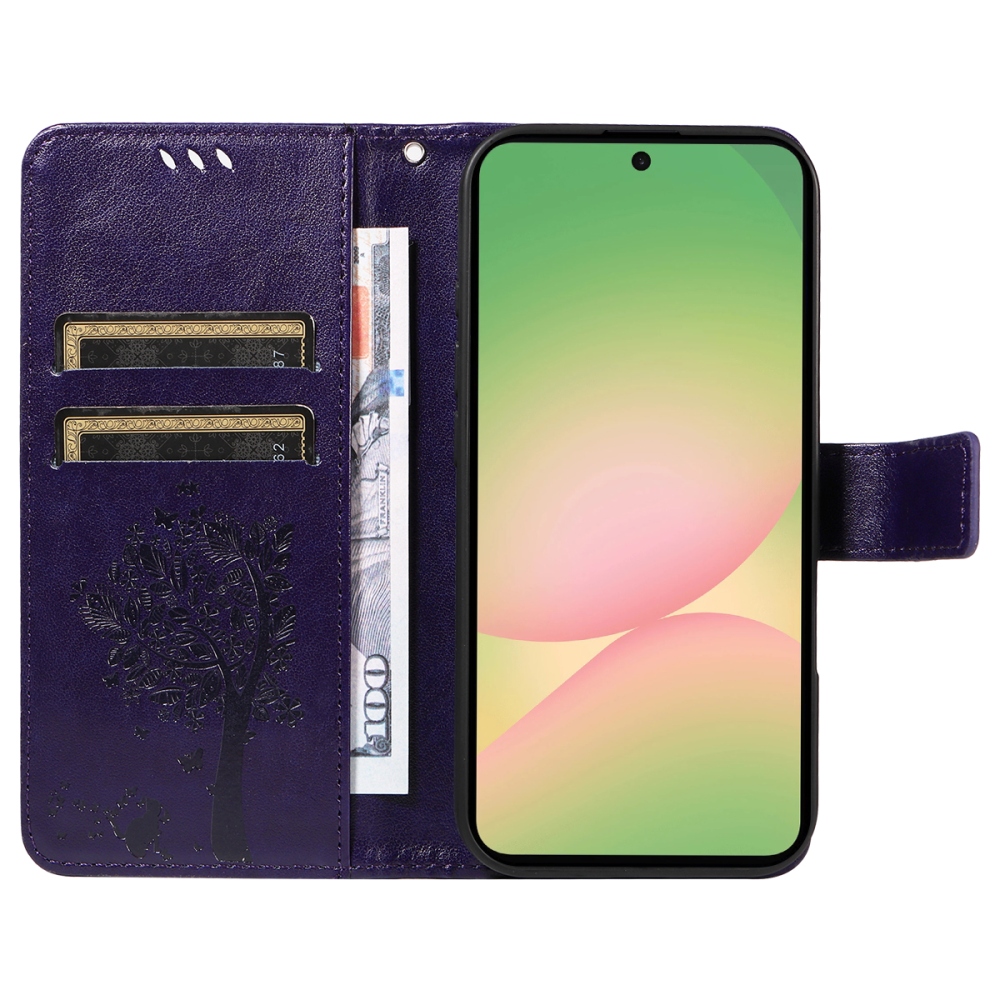 Trees knížkové pouzdro na Samsung Galaxy A57 5G - tmavěfialové