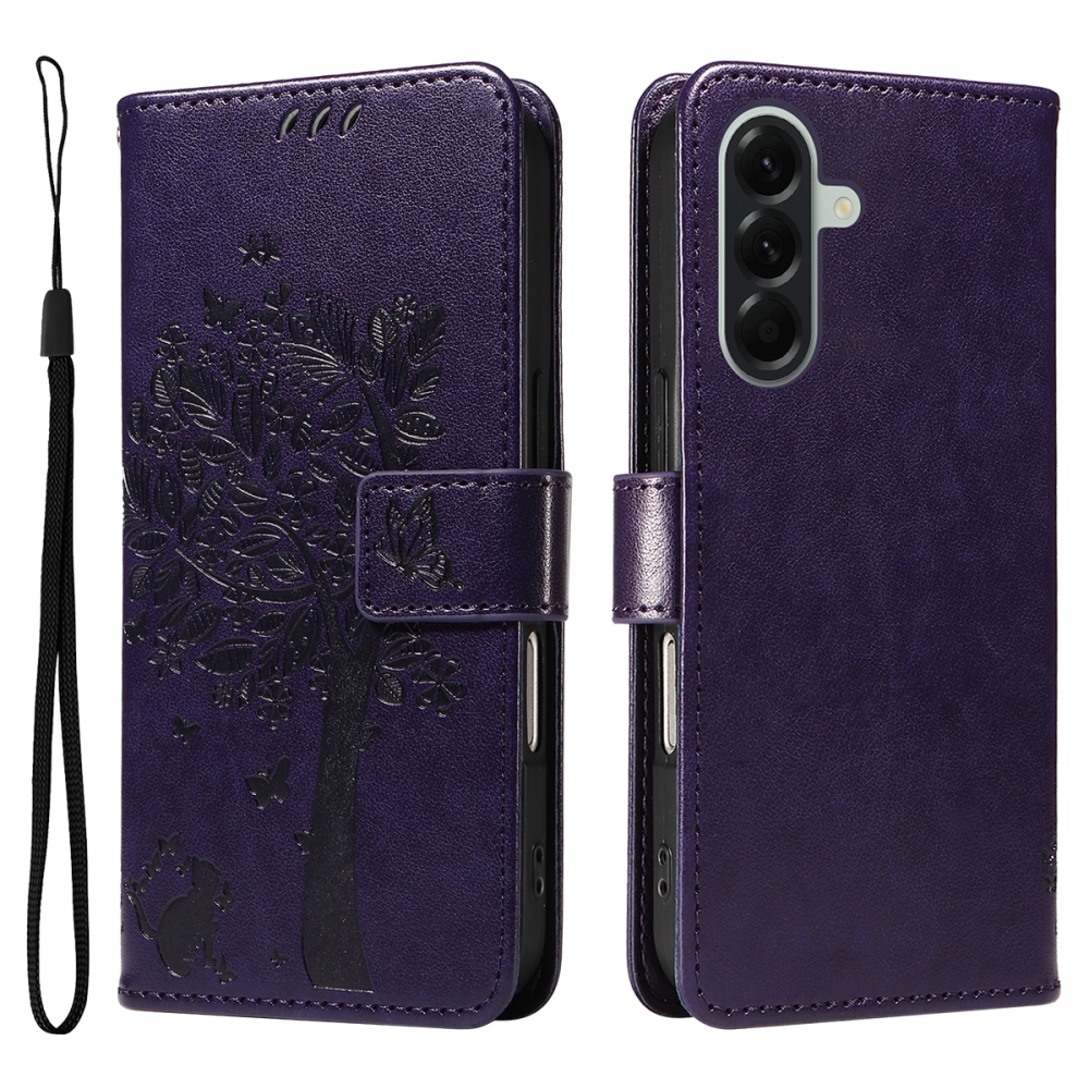 Trees knížkové pouzdro na Samsung Galaxy A57 5G - tmavěfialové