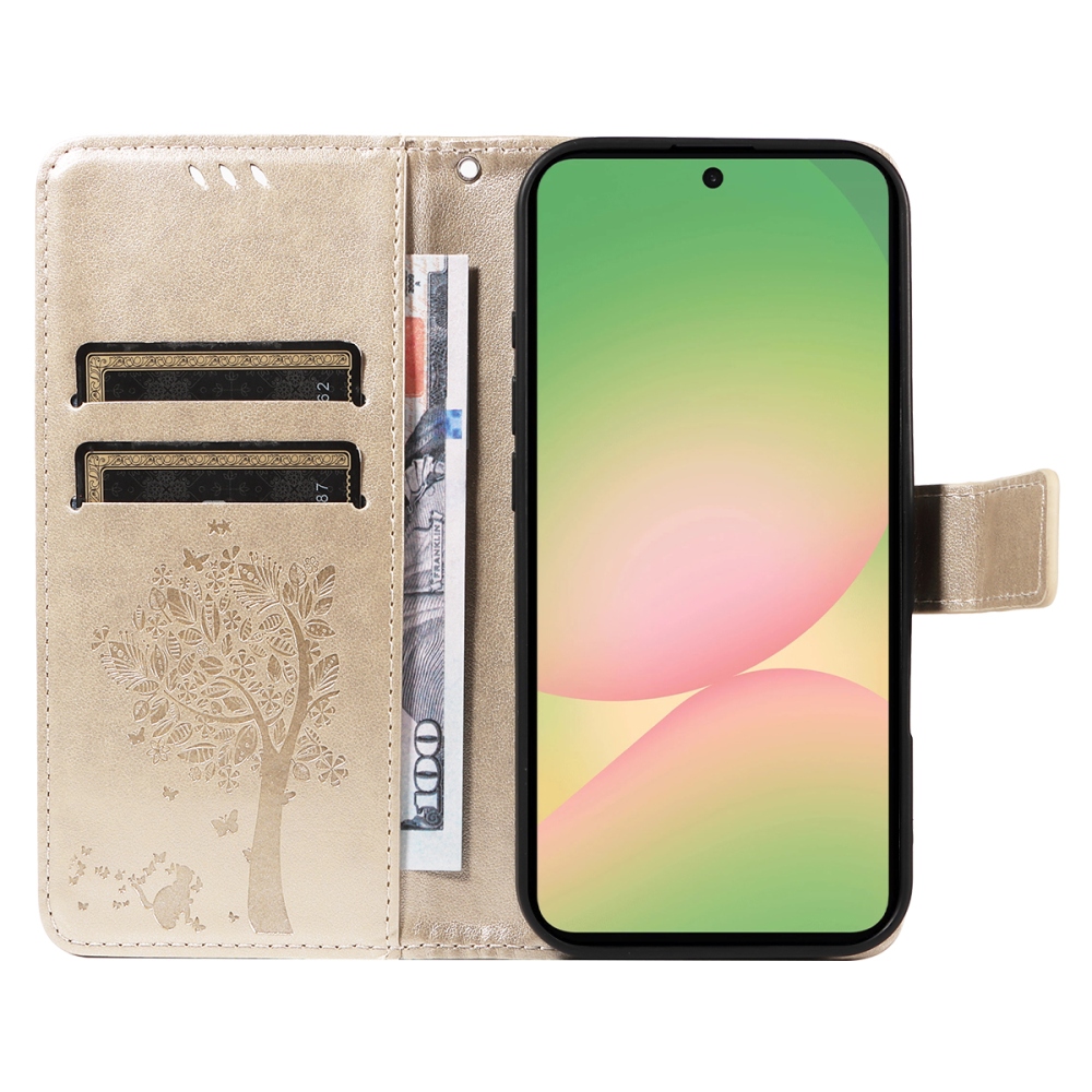 Trees knížkové pouzdro na Samsung Galaxy A57 5G - zlaté