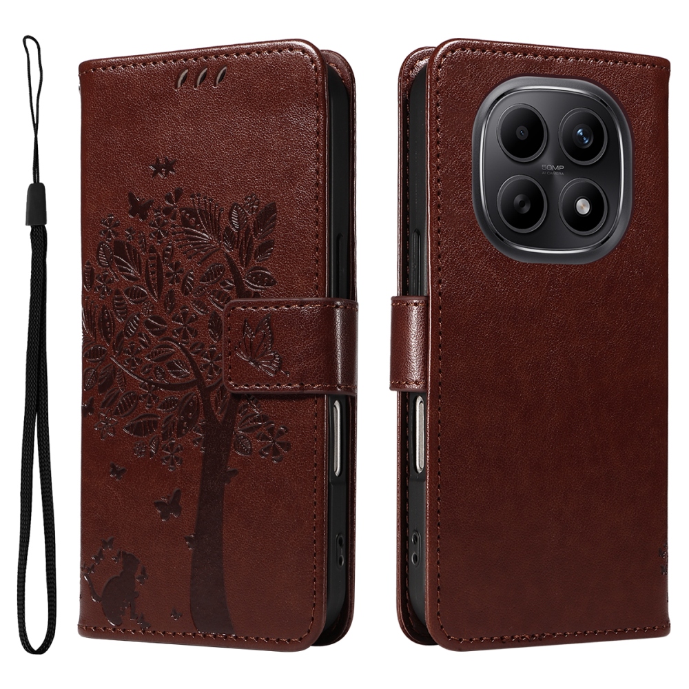 Trees knížkové pouzdro na Xiaomi Poco M8 5G/Redmi Note 15 5G/Note 15 4G - hnědé